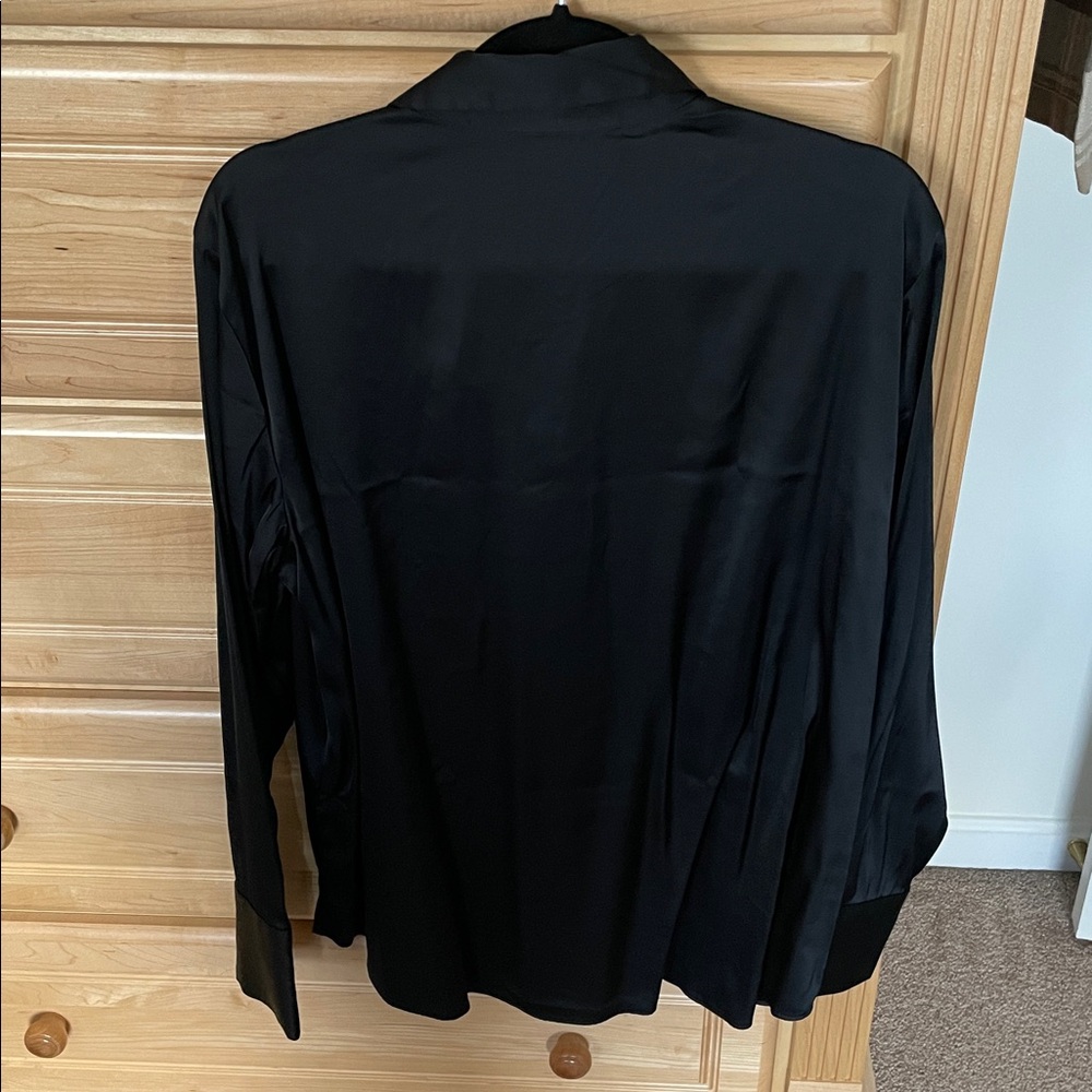 A&F Black Satin Button Down Blouse - Picture 8 of 11